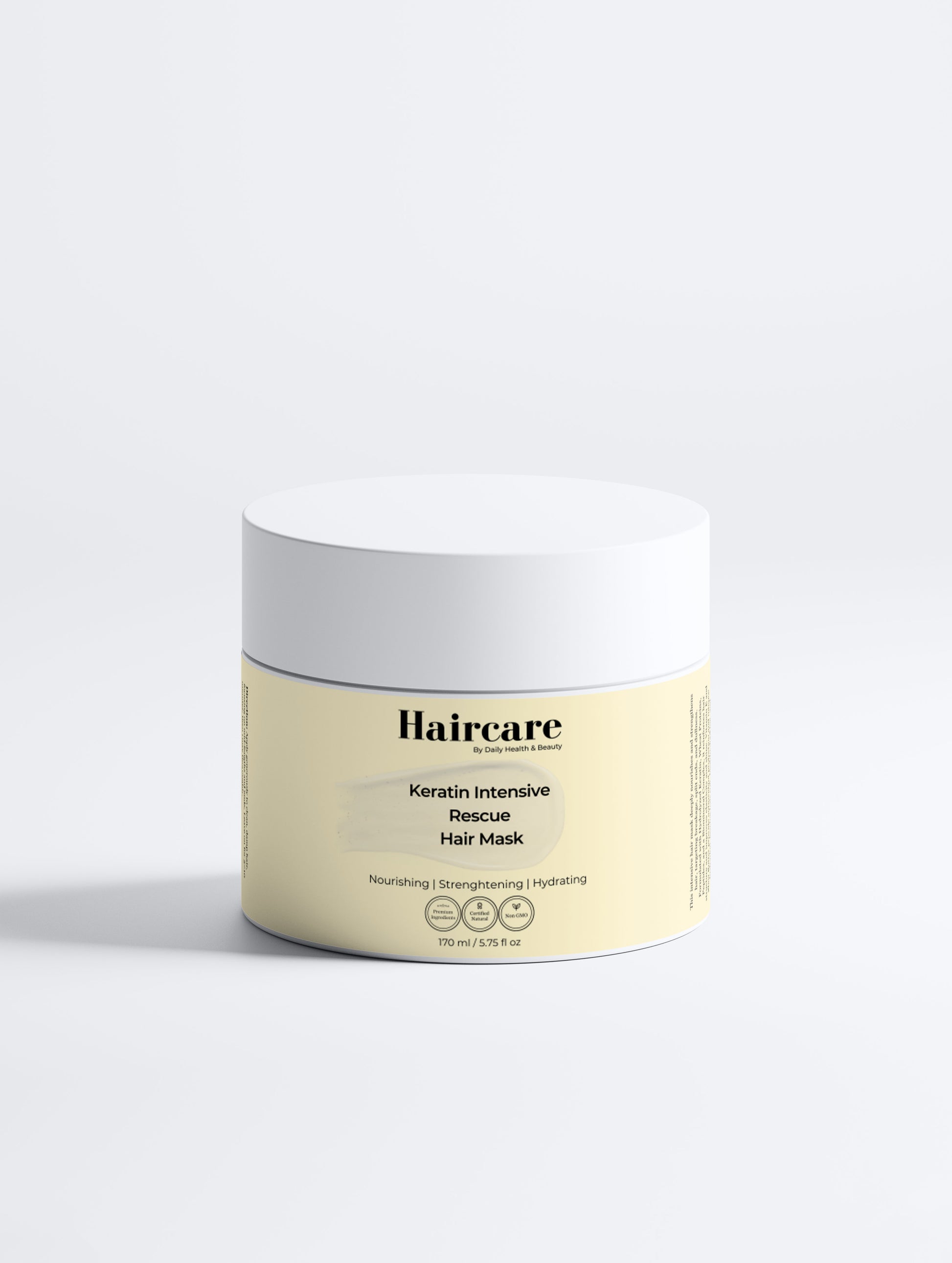 Keratin Intensive Rescue Hair Mask jar — COSMOS Natural certified, gluten-free — Daily Health & Beauty