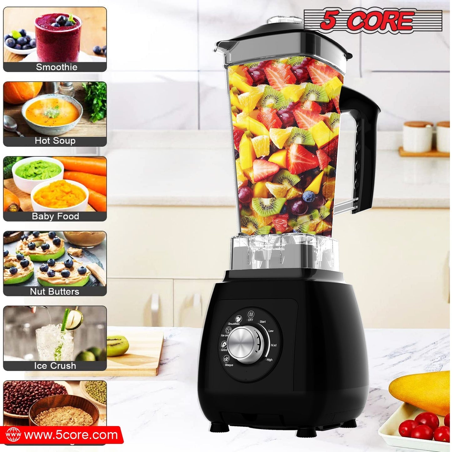 5Core Juicer Blender Machines 2000W  High-Speed Countertop Kitvhen