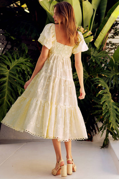 Embroidered Floral Tiered Dress