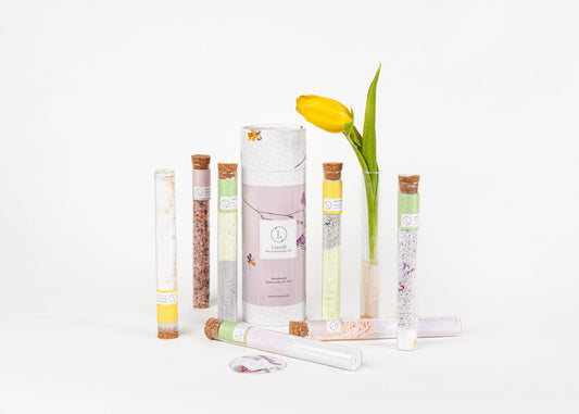 Natural Bath Gift Set – 7 Glass Tubes of Bath Salts