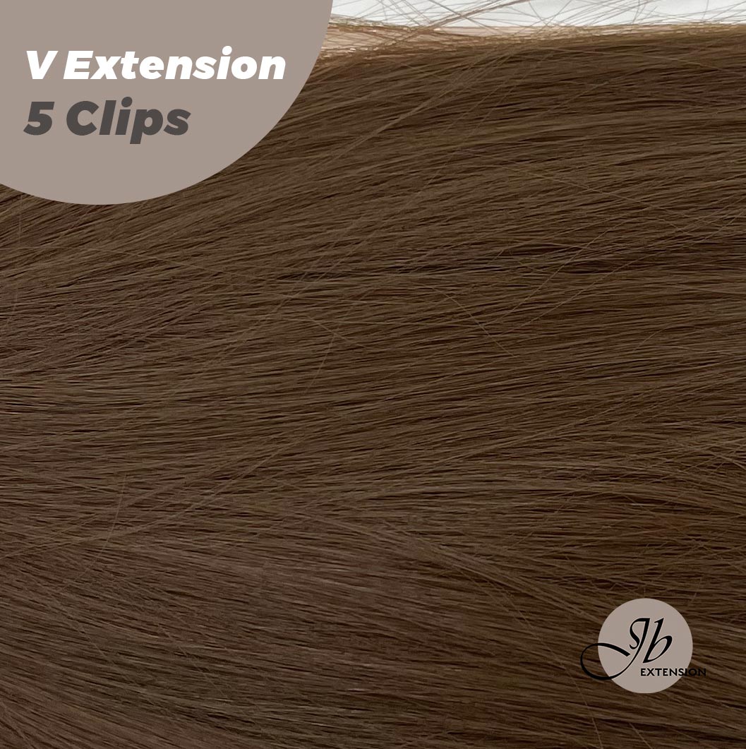 JBEXTENSION 20 Inches Hair V Extensions 5 Clip-in Straight Hair Extension With Clips 160g