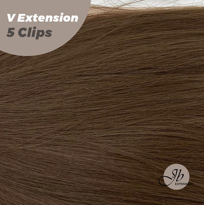JBEXTENSION 20 Inches Hair V Extensions 5 Clip-in Straight Hair Extension With Clips 160g