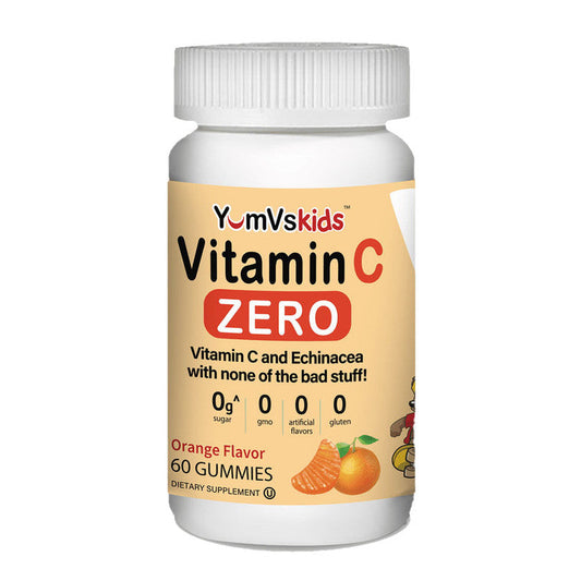 Yum-Vs Vitamins Vitamin C Echinacea Zero Gummies For Kids, Natural Orange Flavor Chewables
