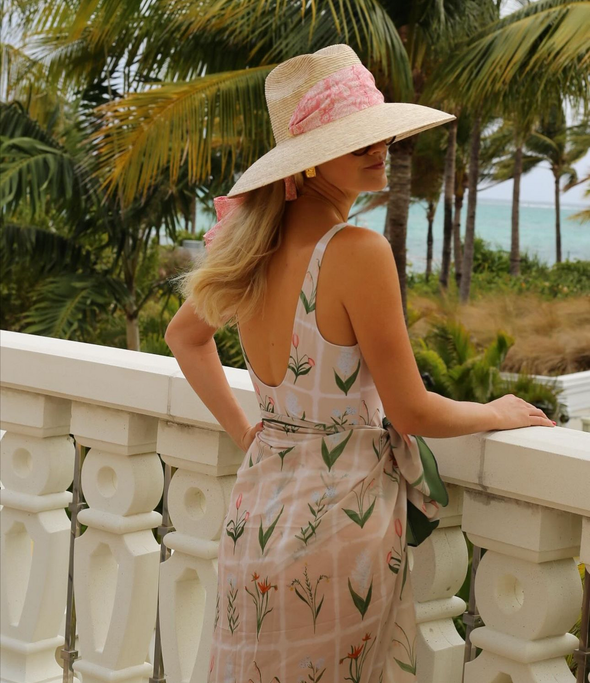 Hollyhock Sun Hat - Long & Thin Blue Gingham Ribbon with Wood Nautical Toggle