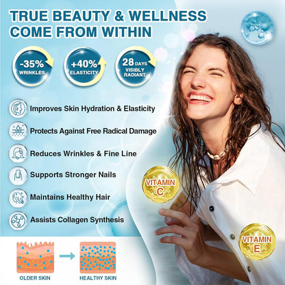 Marine Collagen Peptides Powder, 10 Billion CFUs, 12.35 OZ