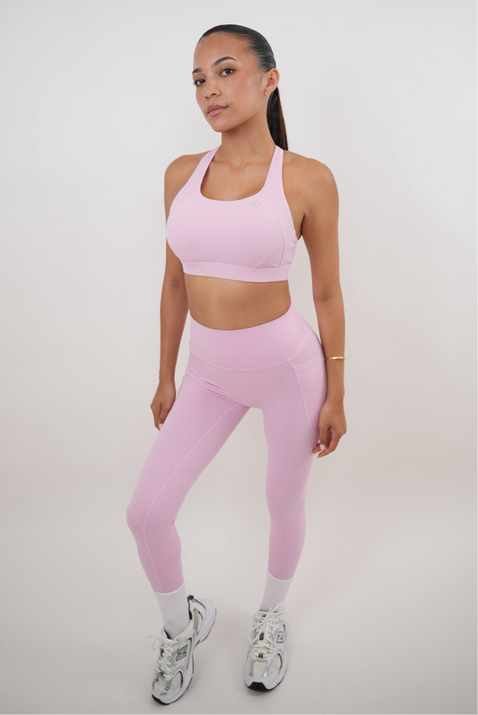 Leggings de mantequilla de secado rápido con flor rosa brillante I Am Glowing