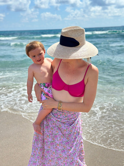 Hollyhock Sun Hat - French Blue Long Grosgrain Ribbon