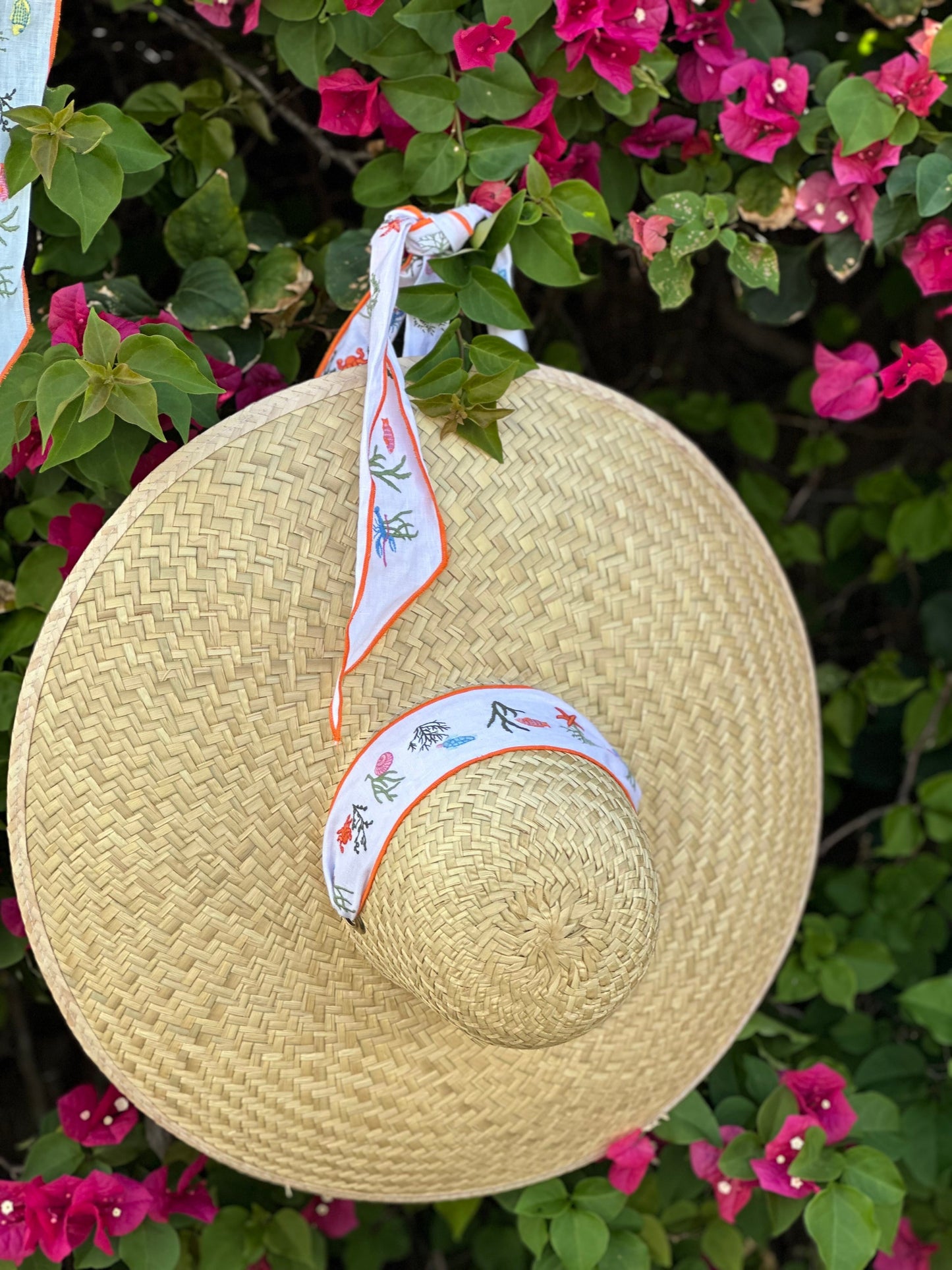 Geranium Sun Hat - Long & Thin Olive Grosgrain Ribbon