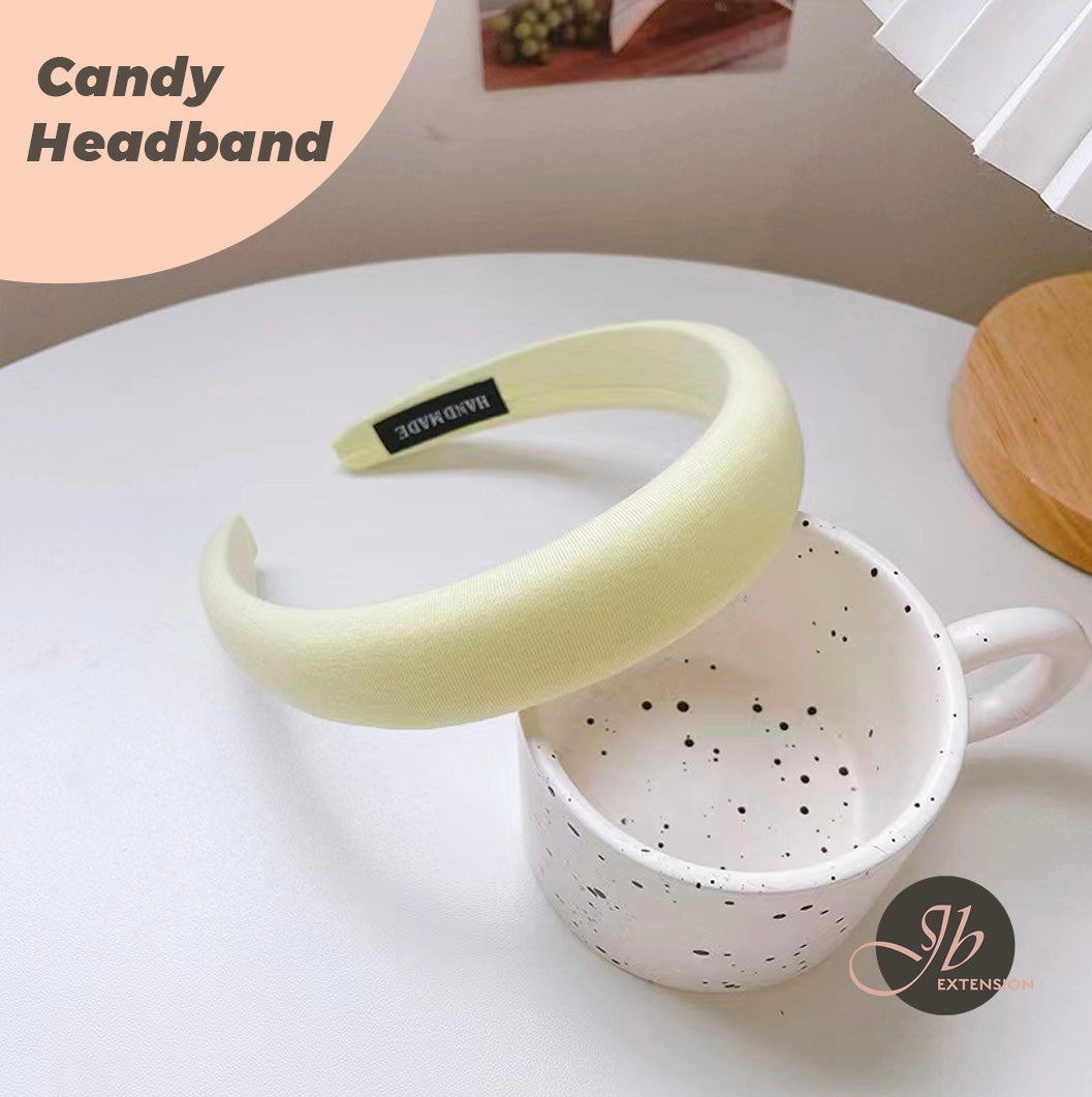 JBextension Padded Candy Headbands for Women, Wide Plain Turban Headband Fashion Hair Bands Headwear Barrette Styling Tools Accessories with Solid Colors