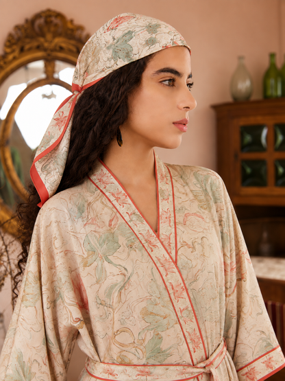 Dunhuang Celestial Herb Long Kimono Robe with Pocket