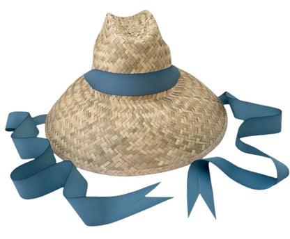 Begonia Sun Hat - Long French Blue Grosgrain Ribbon