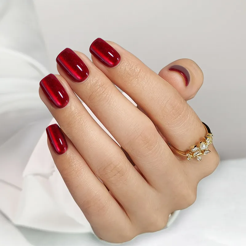 Red Hot Square Nails - Press On Nails | Long Lasting & Reusable