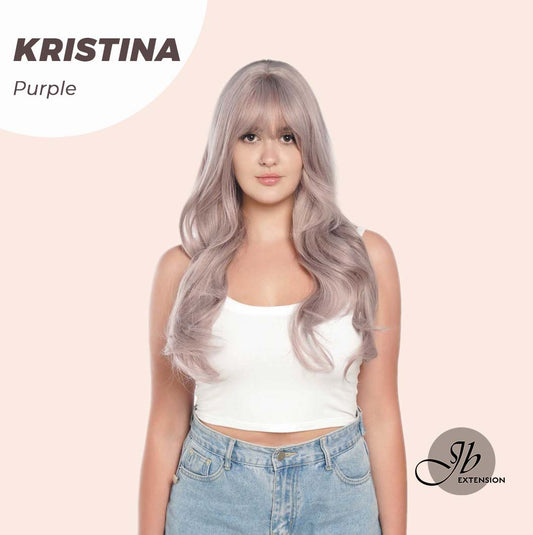 JBEXTENSION 25 Inches Grey Purple Curly Wig With Full Bangs KRISTINA PURPLE