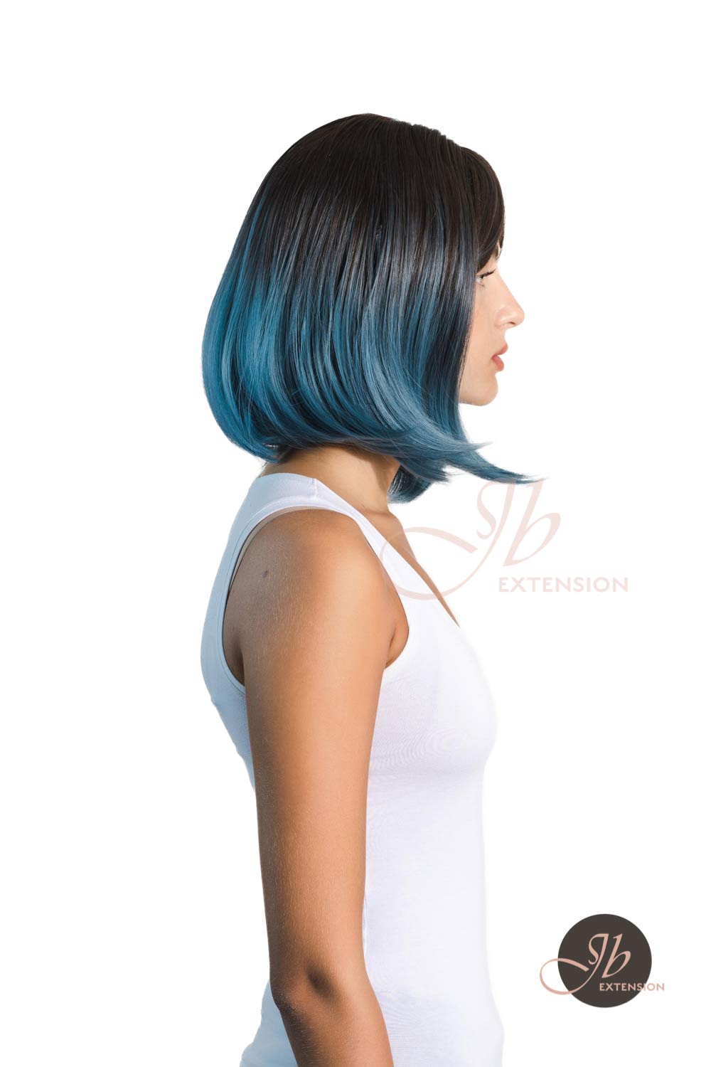 JBEXTENSION 12 Inches Bob Cut Ombre Blue Straight Short Wig LYNN