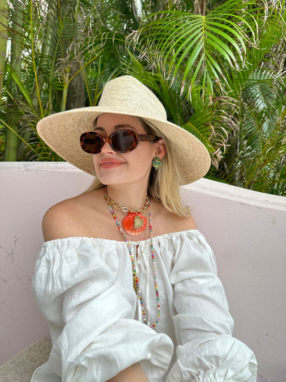 Hollyhock Sun Hat - Dark Olive Green Lanyard with Rose Quartz Toggle