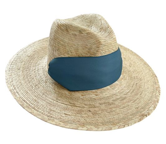 Zinnia Sun Hat - Wide & Short French Blue Grosgrain Ribbon