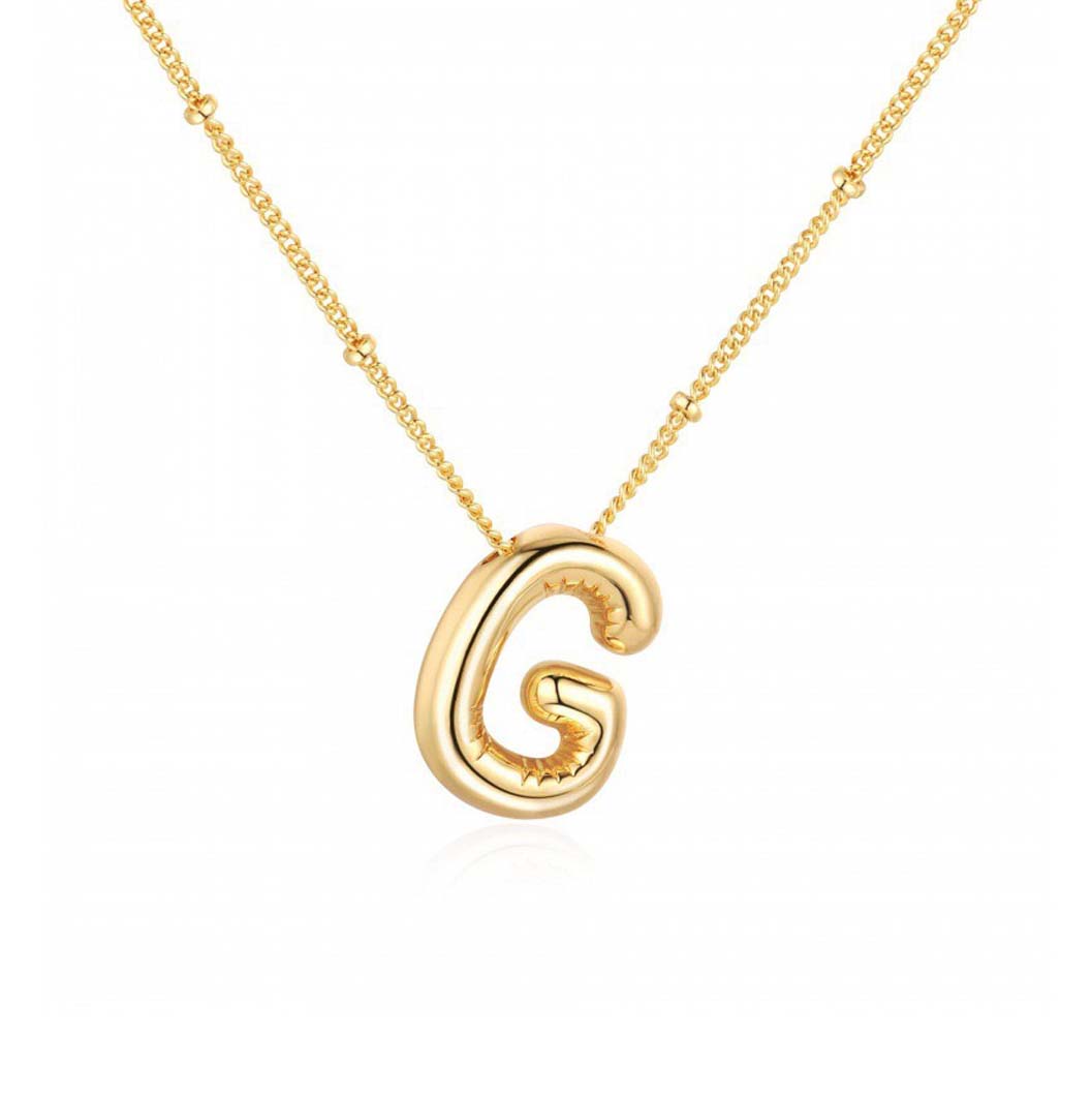 JBextension Golden Color Bubble Letter Necklace for Women,  Balloon Initial Letter Pendant Necklace Dainty Charm Initial Necklaces for Women Trendy Chunky Custom Name Necklace Gold Color Necklaces for Women