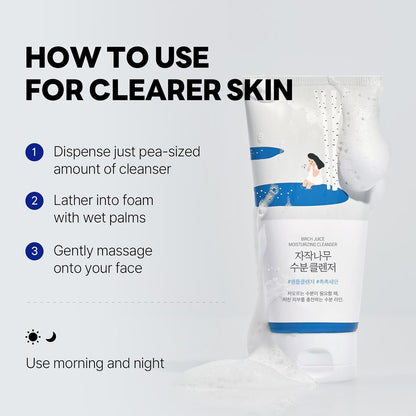 Birch Juice Moisturizing Cleanser - Unclogs hidden sebum, Clears away dead skin cells, Soothing 5.07 fl.oz