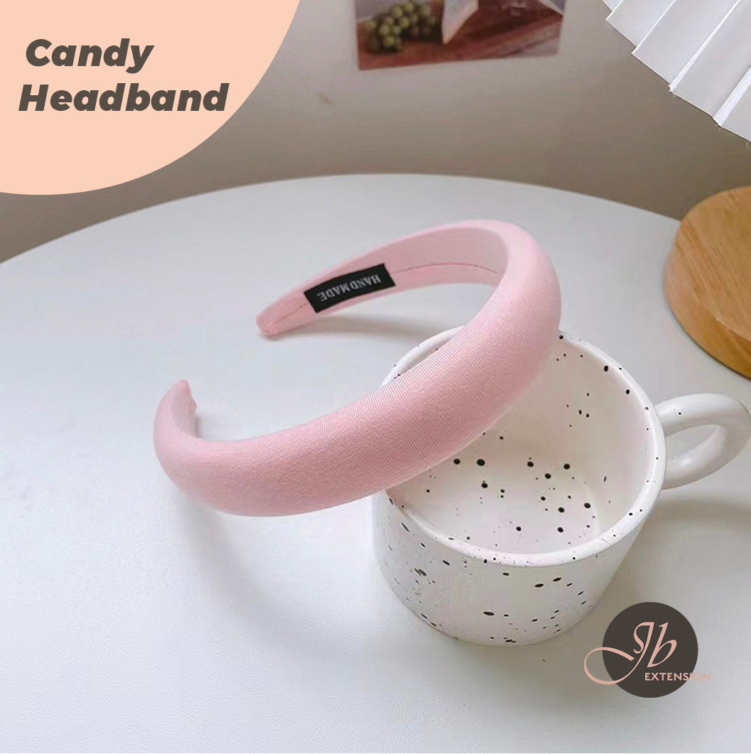 JBextension Padded Candy Headbands for Women, Wide Plain Turban Headband Fashion Hair Bands Headwear Barrette Styling Tools Accessories with Solid Colors
