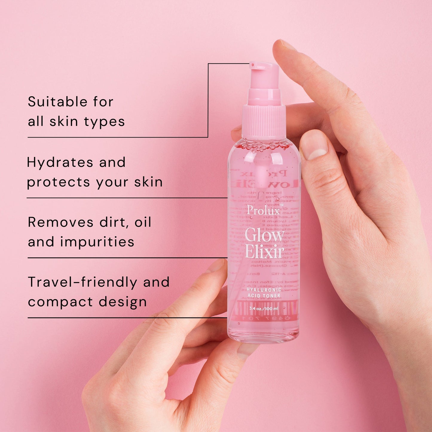 Tónico de ácido hialurónico Glow Elixir para todo tipo de piel
