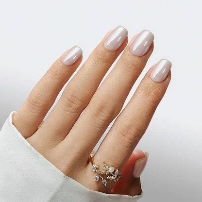 Classic Pearl White Short Square Nails - Press On Nails | Long Lasting & Reusable