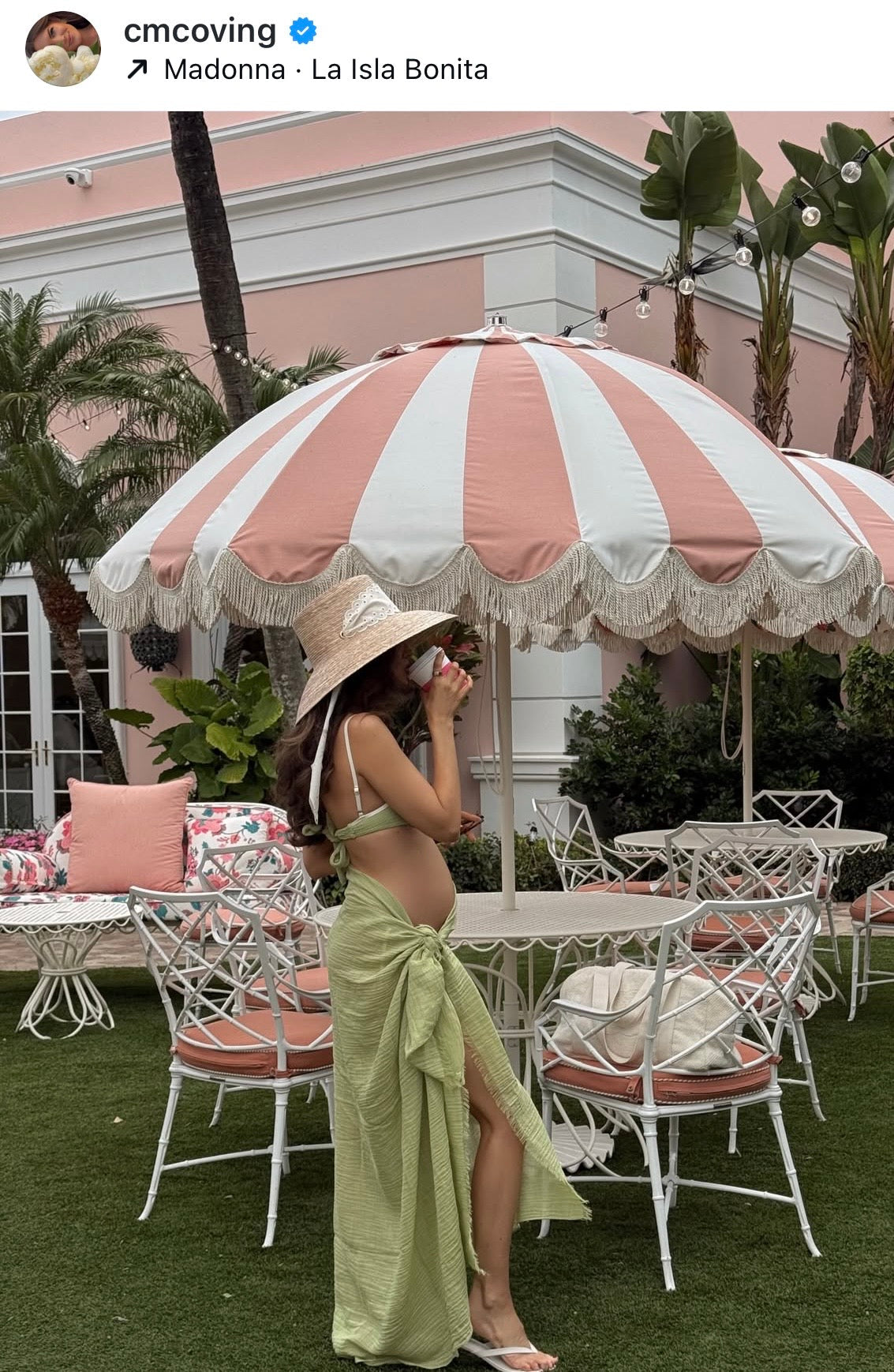 Wildflower Sun Hat - Long Brown Greek Key Ribbon with Rose Quartz Gemstone Toggle
