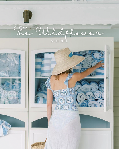 Wildflower Sun Hat - Ivory Wide & Short Grosgrain Ribbon