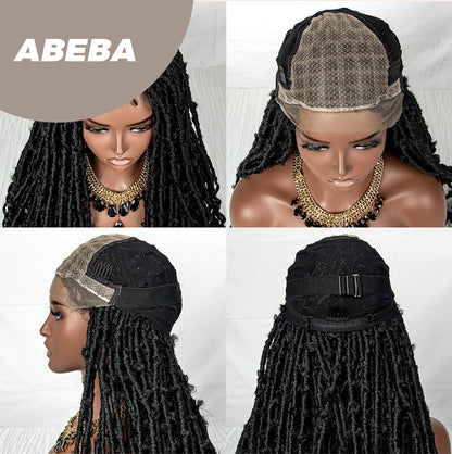 JBEXTENSION 35 Inches Full Double Lace Front Knotless Braided Wigs for Women Locs Braid Wig With Baby Hair Synthetic Lace Frontal Braid Wigs ABEBA