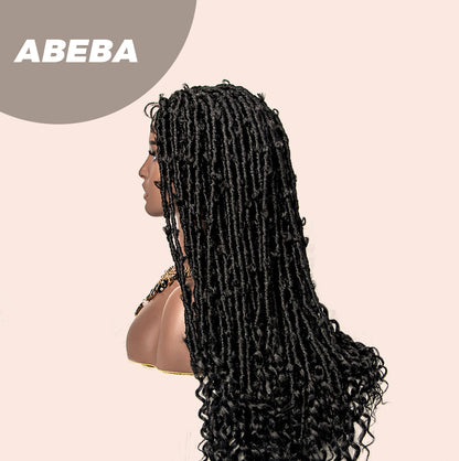 JBEXTENSION 35 Inches Full Double Lace Front Knotless Braided Wigs for Women Locs Braid Wig With Baby Hair Synthetic Lace Frontal Braid Wigs ABEBA