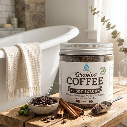 Exfoliante corporal de café arábigo 100 % natural, 14 oz