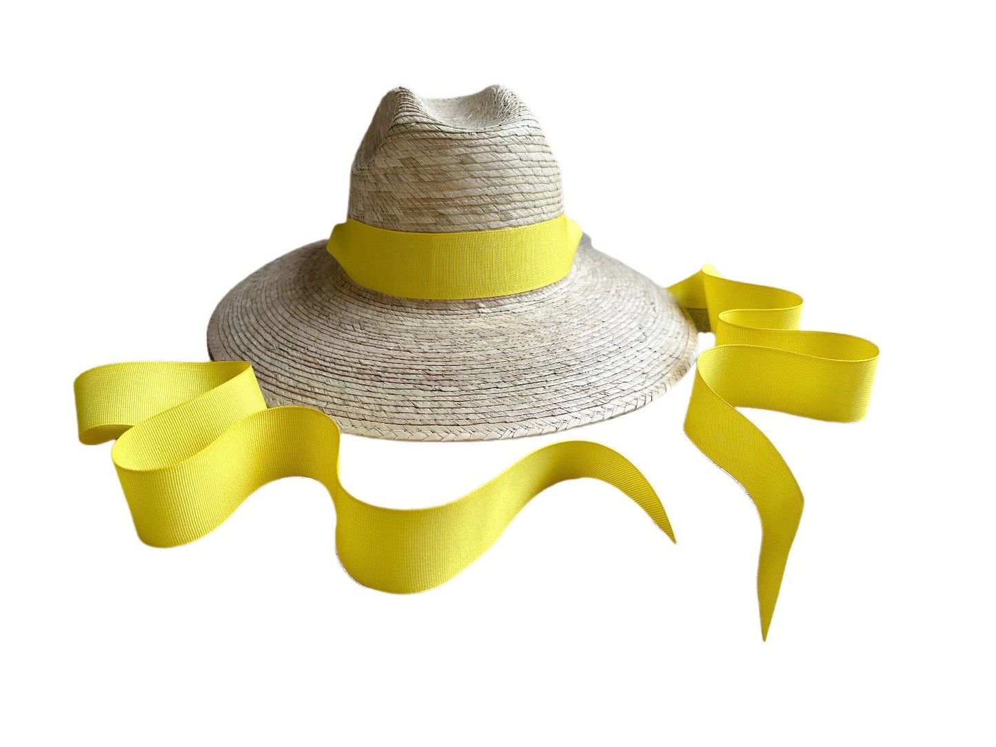 Petunia Girl's Sun Hat - Yellow Long Grosgrain Ribbon