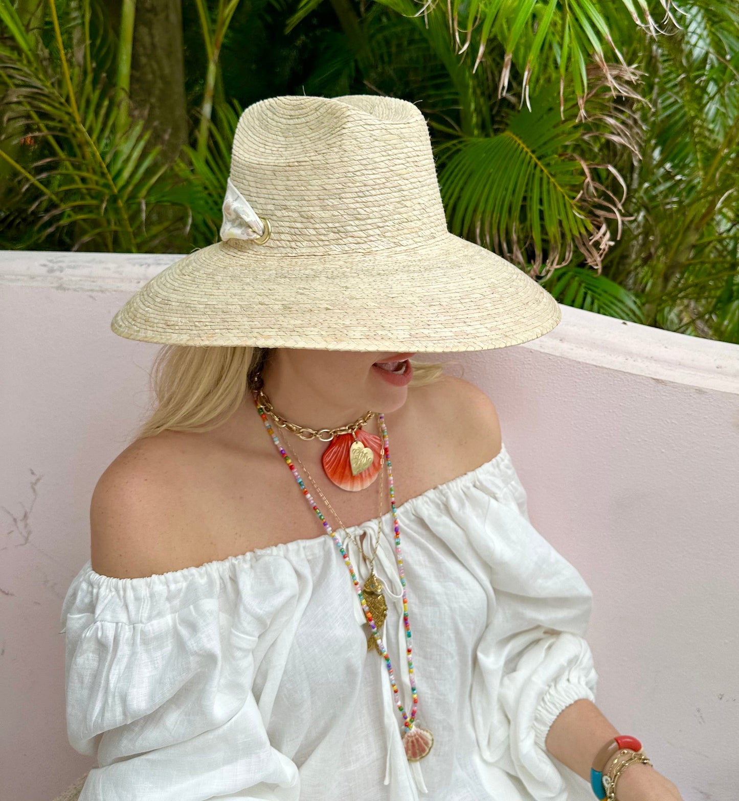 Hollyhock Sun Hat -  Vintage Azure Garden Rose Long Ribbon