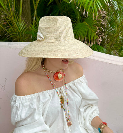 Hollyhock Sun Hat -  Vintage Azure Garden Rose Long Ribbon