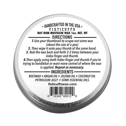 Bay Rum Scent Fisticuffs Mustache Wax "Original hold"
