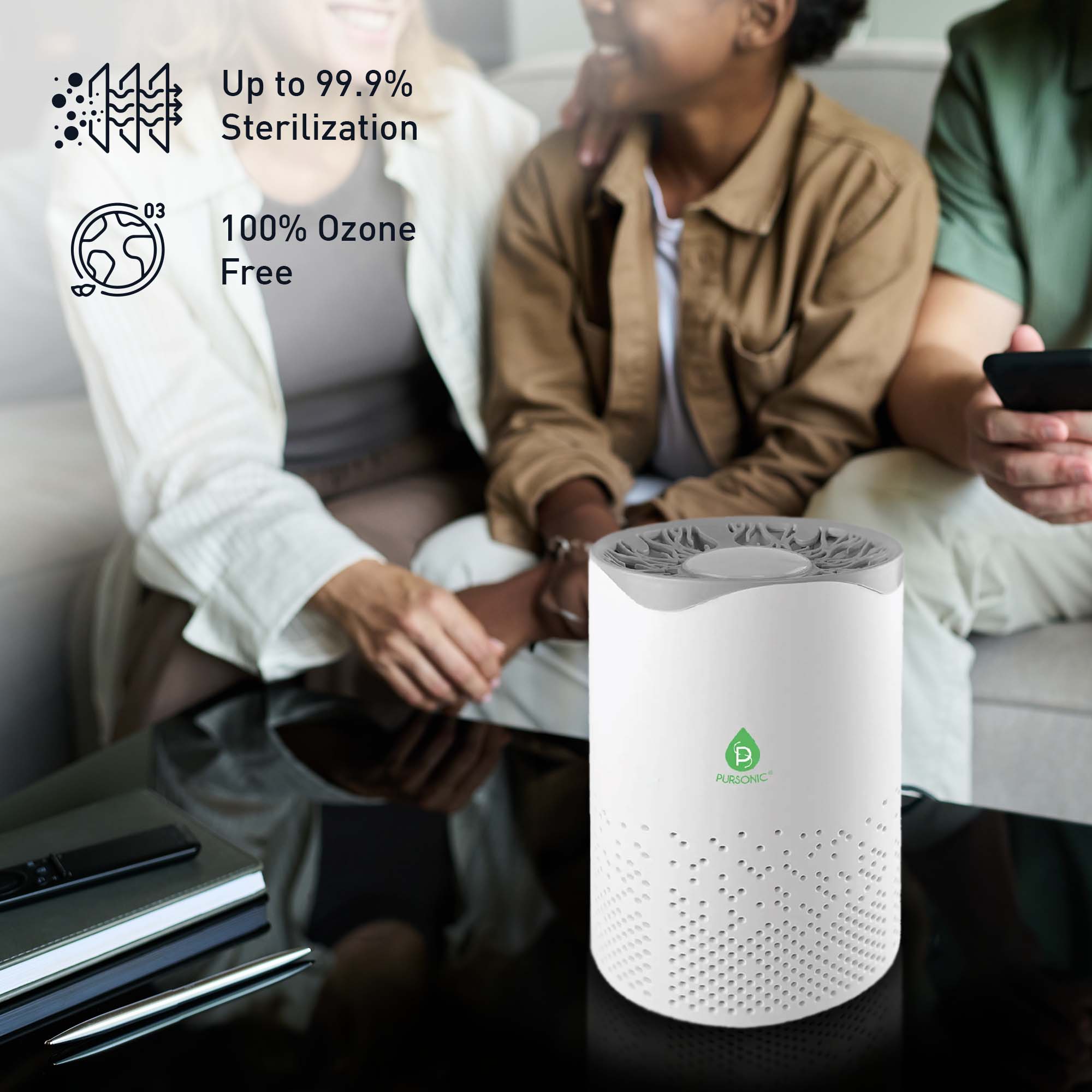 Pursonic Air Purifier with 6-Pack Premium Essential Oils Collection