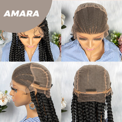 JBEXTENSION 36" Full Lace Front Braided Wigs for Women Box Braids Wig with Baby Hair Synthetic Lace Frontal AMARA