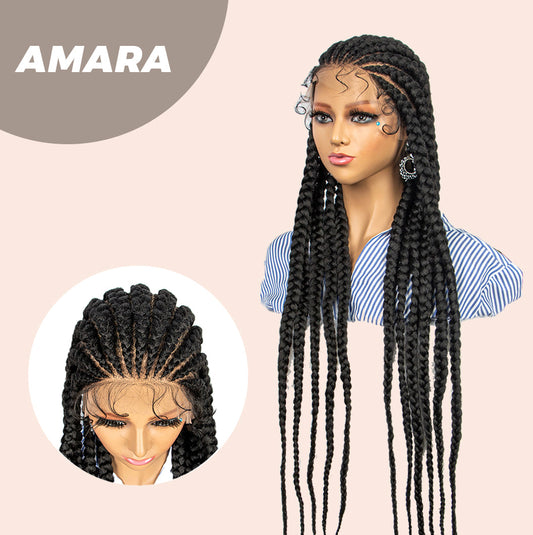 JBEXTENSION 36" Full Lace Front Braided Wigs for Women Box Braids Wig with Baby Hair Synthetic Lace Frontal AMARA