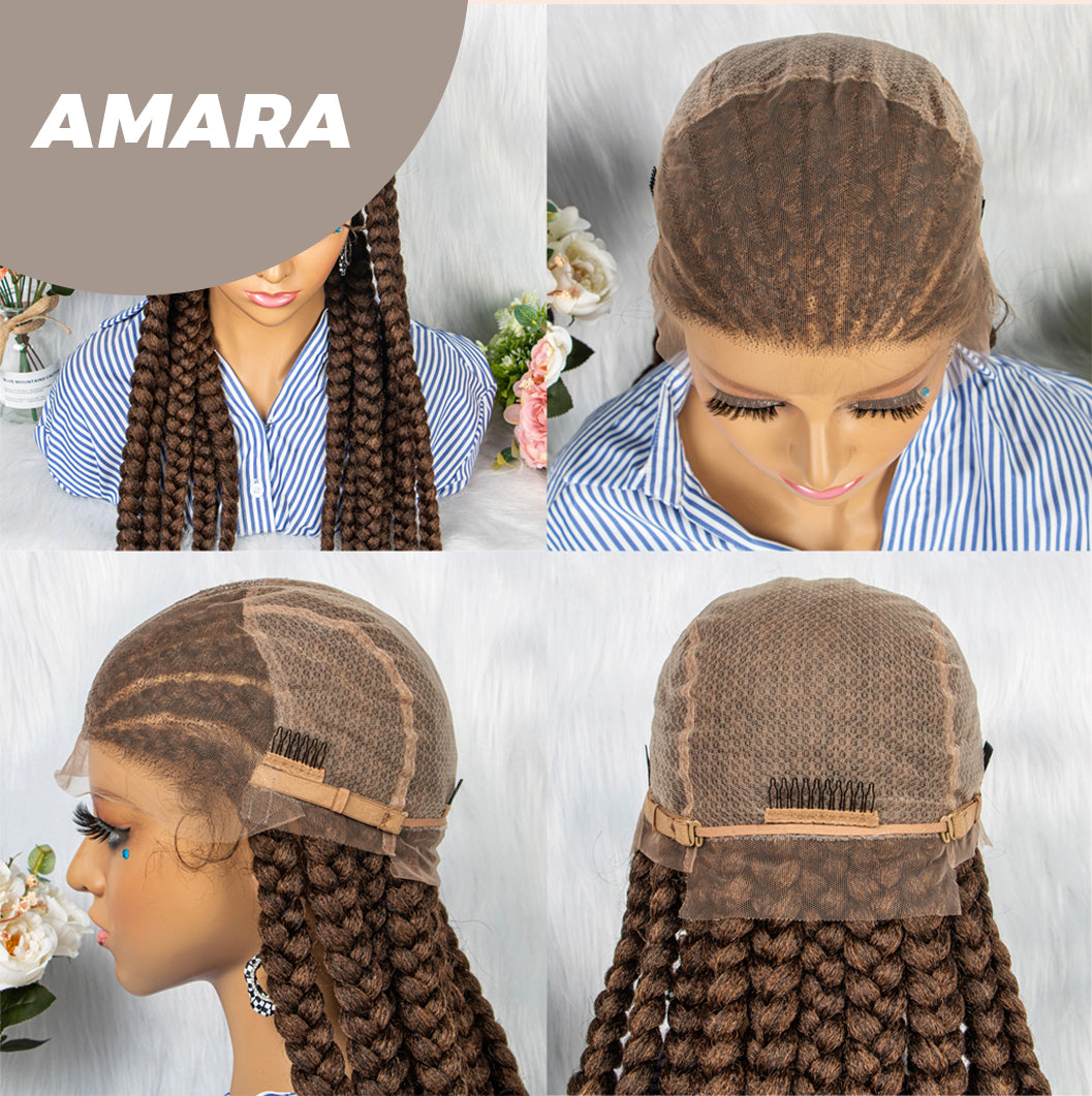 JBEXTENSION 36" Full Lace Front Braided Wigs for Women Box Braids Wig with Baby Hair Synthetic Lace Frontal AMARA