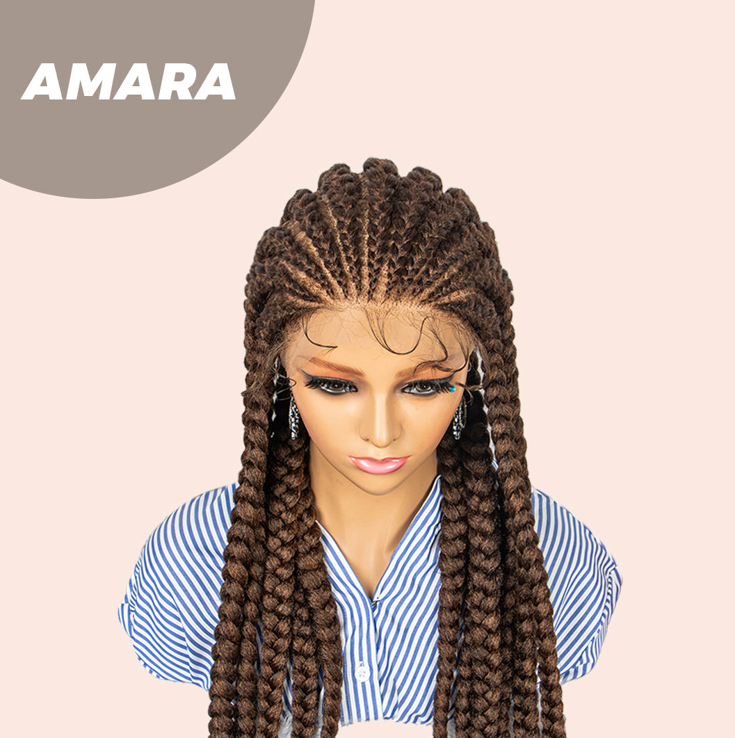 JBEXTENSION 36" Full Lace Front Braided Wigs for Women Box Braids Wig with Baby Hair Synthetic Lace Frontal AMARA