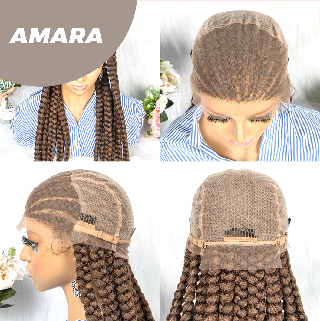 JBEXTENSION 36" Full Lace Front Braided Wigs for Women Box Braids Wig with Baby Hair Synthetic Lace Frontal AMARA