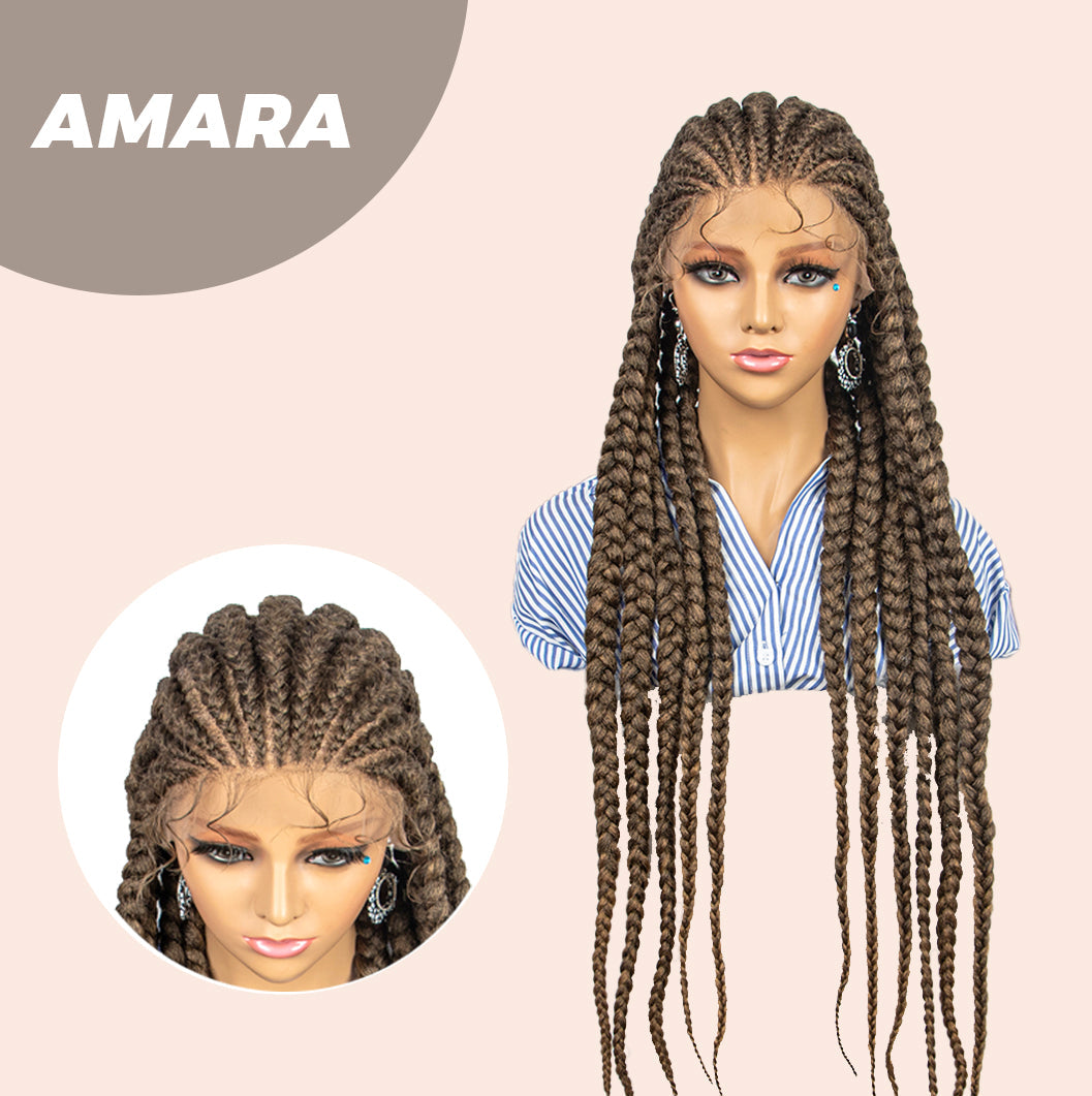 JBEXTENSION 36" Full Lace Front Braided Wigs for Women Box Braids Wig with Baby Hair Synthetic Lace Frontal AMARA