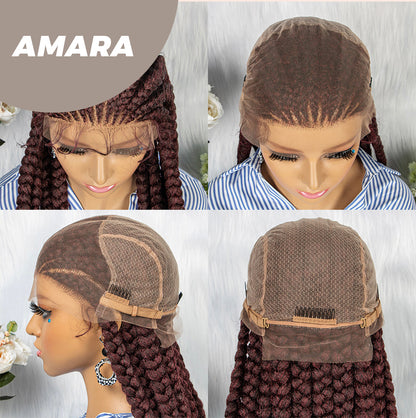 JBEXTENSION 36" Full Lace Front Braided Wigs for Women Box Braids Wig with Baby Hair Synthetic Lace Frontal AMARA