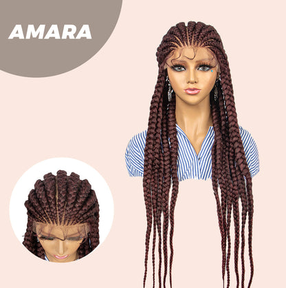 JBEXTENSION 36" Full Lace Front Braided Wigs for Women Box Braids Wig with Baby Hair Synthetic Lace Frontal AMARA