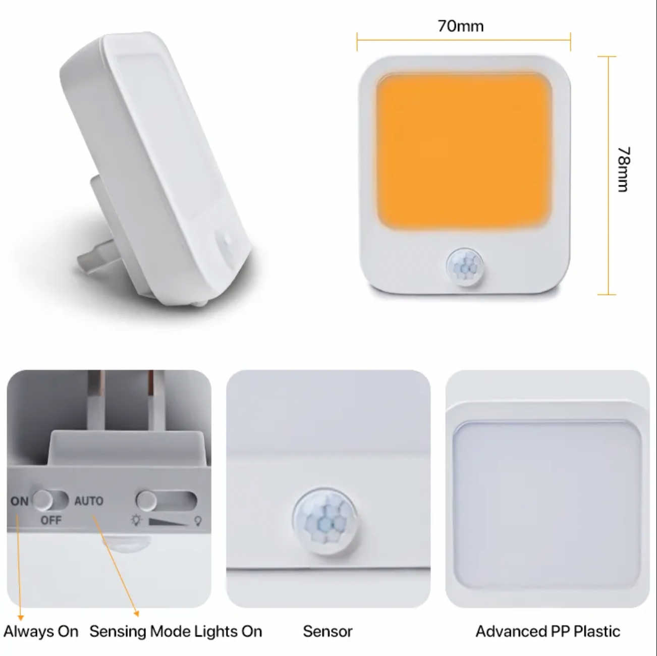Veilleuse - Détection de mouvement Ambre compatible avec le rythme circadien