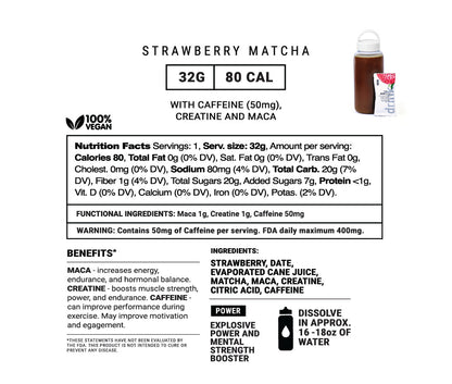 Strawberry Matcha Creatine Power Drink w/Adaptogens