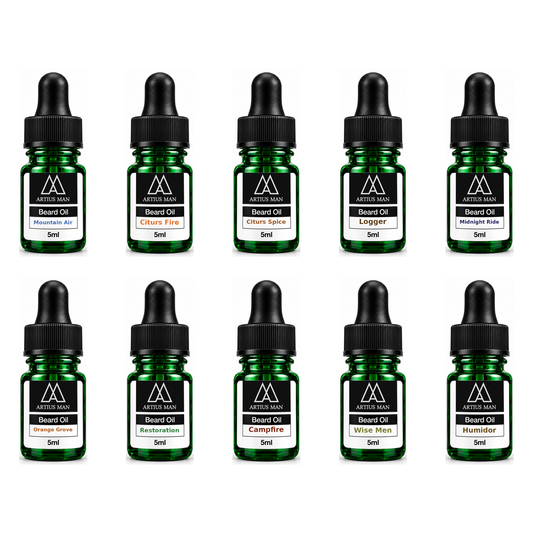 Lot d'échantillons d'huile à barbe (10 unités) – Créez votre propre kit d'huiles à barbe 10 parfums