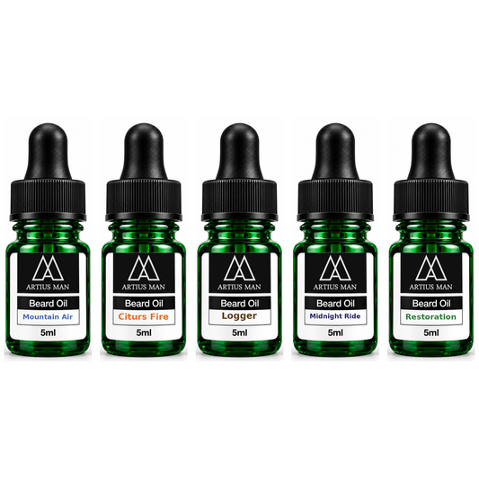 Lot d'échantillons d'huile à barbe de 5 flacons