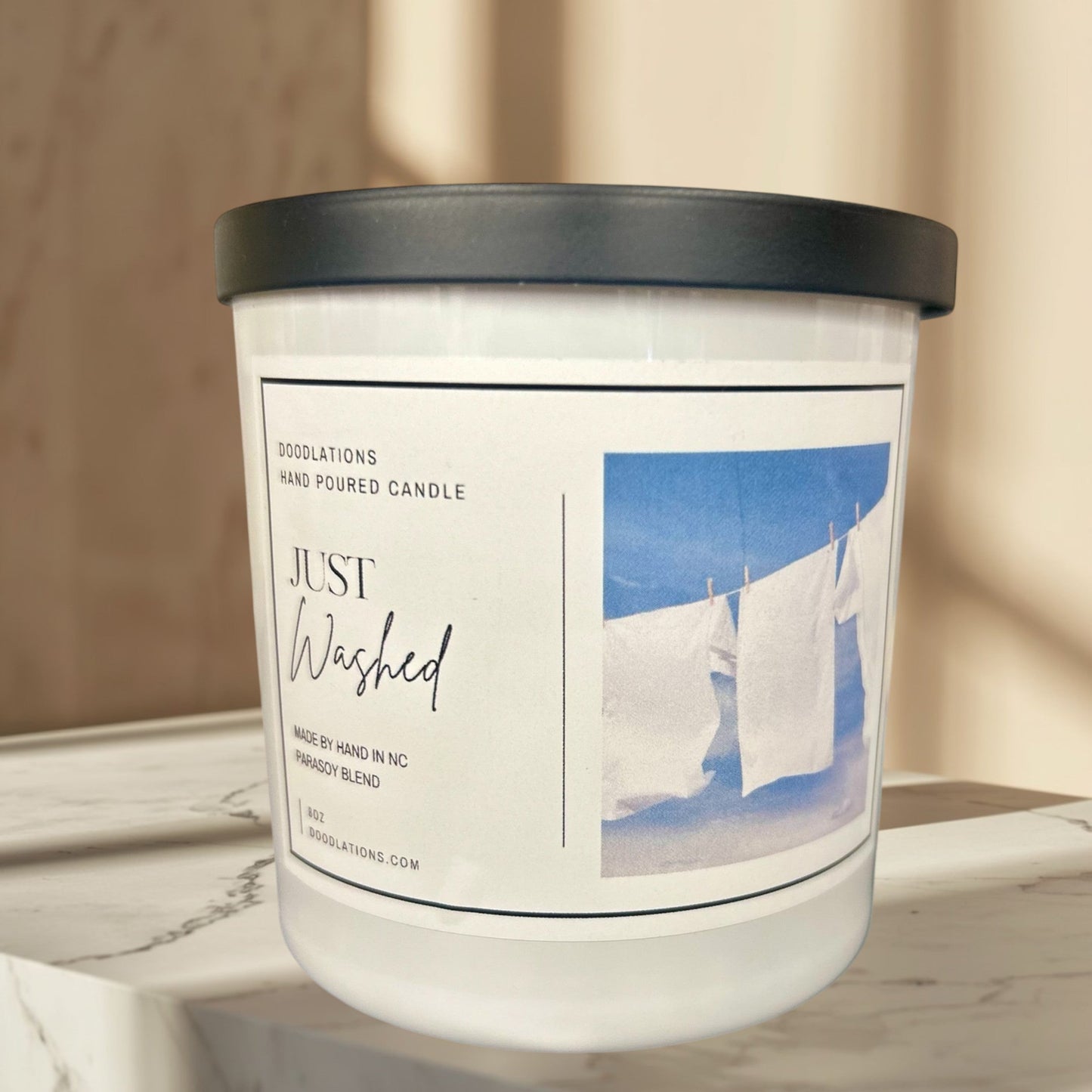 Doodlations Boutique Candle | Just Washed