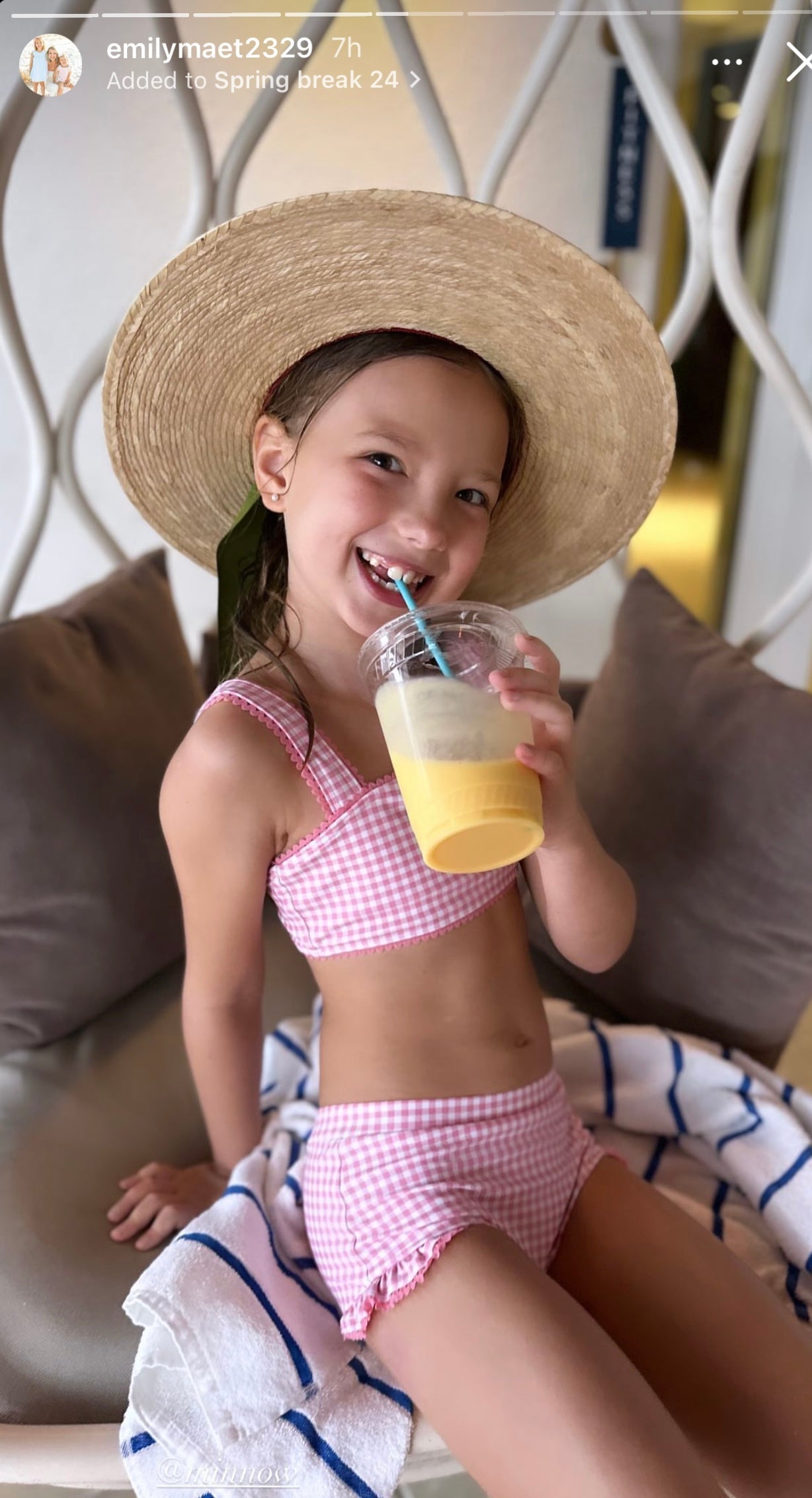Zinnia Sun Hat for Little Girls (Age 4-10) - Long Pastel Pink Grosgrain Ribbon