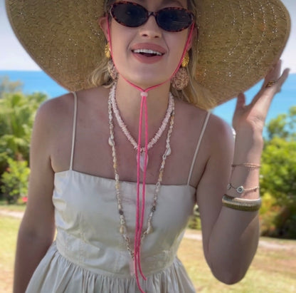 Geranium Sun Hat - Pink Paracord Lanyard with Amethyst Toggle